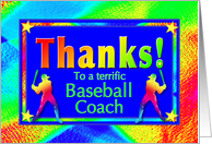 Thanks to Baseball Coach with Bright Lights and Stars card