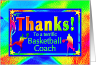 Thanks to Basketball Coach with Bright Lights and Stars card