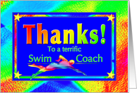 Thanks to Swim Coach with Bright Lights and Stars card