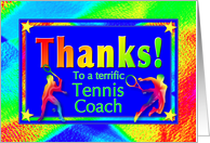Thanks to Tennis Coach with Bright Lights and Stars card