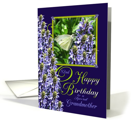 Grandmother 82nd Birthday - White Butterfly Garden card (785546)
