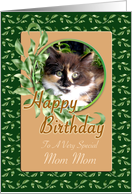 Mom Mom Birthday - Cute Green Eyed Kitten card