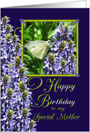 Mother Happy Birthday White Butterfly Garden card
