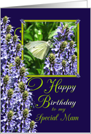 Mam Happy Birthday White Butterfly Garden card