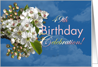 49th Birthday Party Invitation White Flower Blossoms card