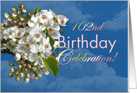 102nd Birthday Party Invitation White Flower Blossoms card