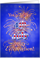 4th of July Fireworks BBQ Party Invitation card