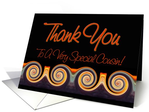 Cousin - Vibrant Sunset Spiral Thank You card (820212)