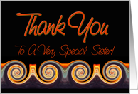 Sister - Vibrant Sunset Spiral Thank You card