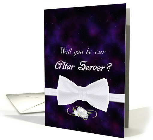 Please Be Our Altar Server Elegant White Bow Tie card (837555)