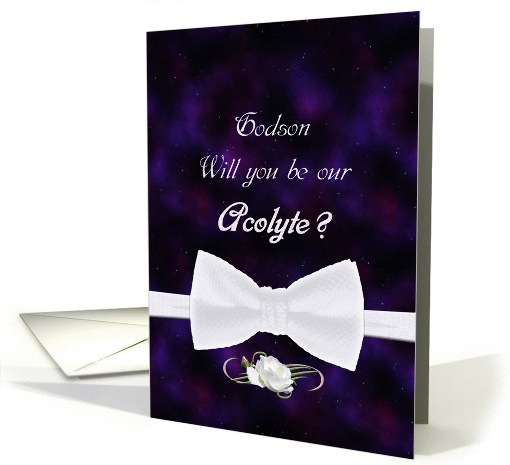 Godson, Will You Our Acolyte Elegant White Bow Tie card (837637)