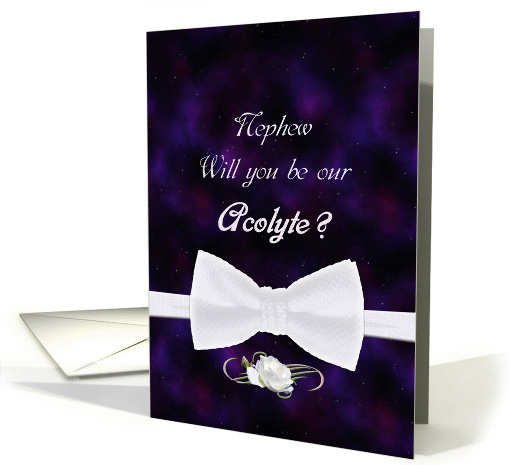 Nephew, Will You Our Acolyte Elegant White Bow Tie card (837638)