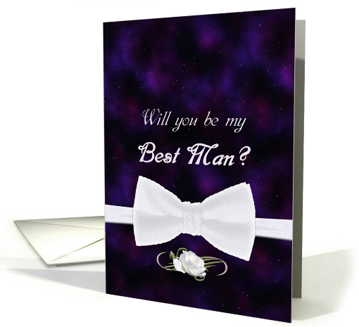 Will You Be My Best Man Elegant White Bow Tie card (837758)