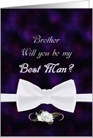 Brother, Will You Be My Best Man Elegant White Bow Tie card