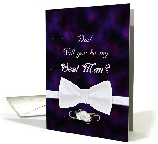 Dad, Will You Be My Best Man Elegant White Bow Tie card (837764)