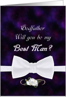Godfather, Will You Be My Best Man Elegant White Bow Tie card