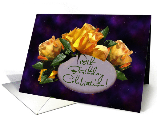 Festive 18th Birthday Party Invitation Golden Roses card (844650)