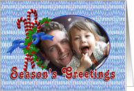 Christmas Candy Canes and Holly Photo Card
