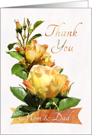 Mom and Dad Golden Rose Thank You card