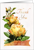 Sister-in-law Golden Rose Thank You card