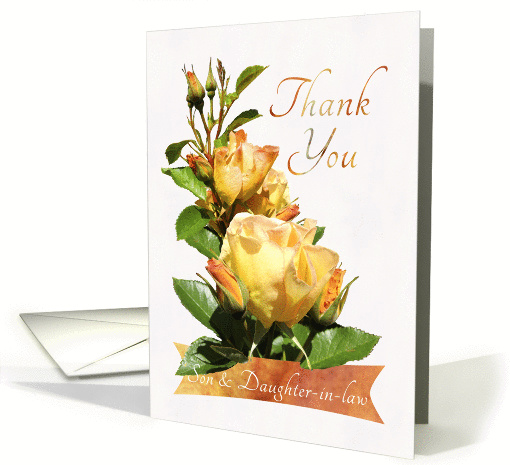 Son and Daughter-in-law Golden Rose Thank You card (863800)