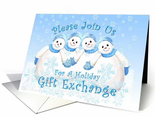 Holiday Gift Exchange Snowmen Invitation card (879395)