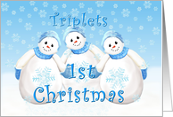 Snowman Triplets 1st Christmas Greeting card