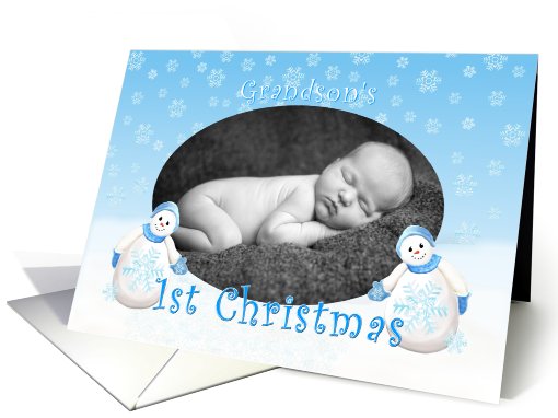 Grandson's 1st Christmas Snowman Photo card (882452)