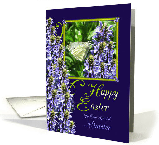 Easter Butterfly Garden Greeting For Minister card (899841)