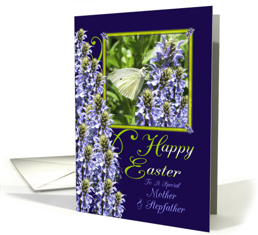 Easter Butterfly Garden Greeting For Mother and Stepdad card (917728)