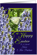 Easter Butterfly Garden Greeting For Niece and Partner card