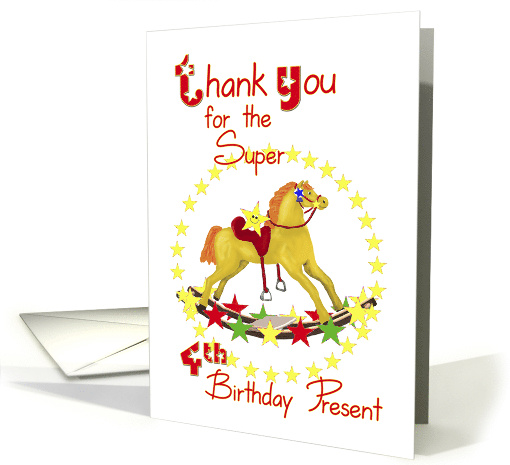 4th Birthday Thank You Rocking Horse card (942714)