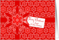 Red Lace Christmas for Aunt and Partner card