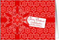 Red Lace Christmas for Granddaughter and Partner card