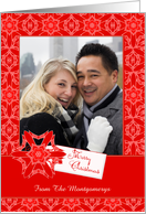 Red Lace Christmas Personalized Photo Card