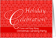 Red Lace Christmas Custom Caroling Party Invitation card