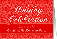 Christmas Gift Exchange Party Vintage Red Lace Custom Invitation card