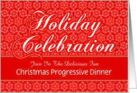 Red Lace Christmas Progressive Dinner Custom Invitation card