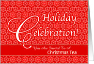 Red Lace Custom Christmas Tea Invitation card