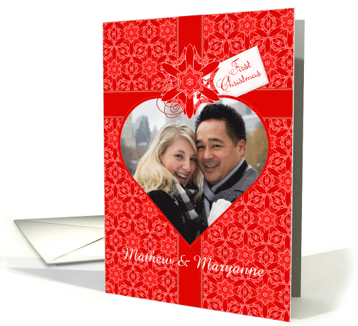 Red Lace First Christmas for Couple Photo card (949092)