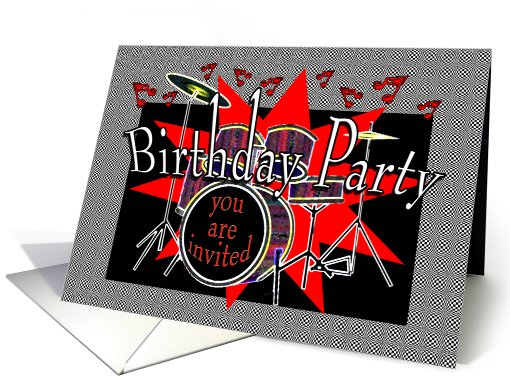 Musical Drum Beat Teen Birthday Party Invitation card (949543)