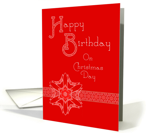 Red Lace Birthday on Christmas Day card (952607)
