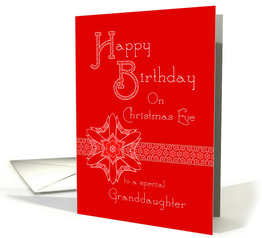 Red Lace Birthday on Christmas Eve for Granddaughter card (952617)