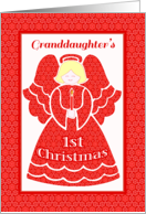 Red Lace 1st Christmas Angel for Granddaughter card