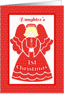 Red Lace 1st Christmas Angel for Daughter card