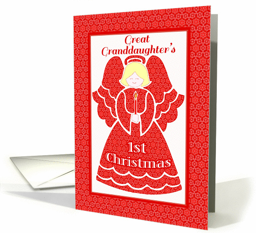 Red Lace 1st Christmas Angel for Great Granddaughter card (957251)
