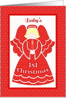 Red Lace Baby’s 1st Christmas Angel for card