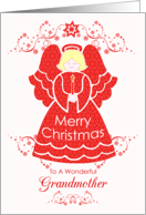 Merry Christmas Grandmother, Angel in Red Lace card