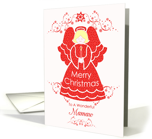 Merry Christmas Mamaw, Angel in Red Lace card (959661)