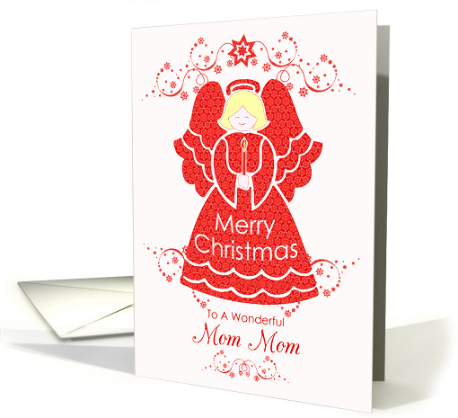 Merry Christmas Mom Mom, Angel in Red Lace card (959663)